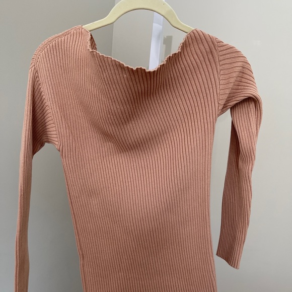 Majorelle Sweaters Beige Ribbed Off -Shoulder Sweater - Picture 4 of 6